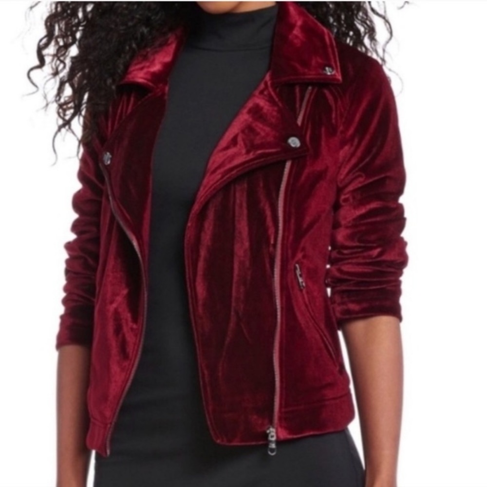 Belle by Badgley Mischka Velvet Moto Jacket Size Small